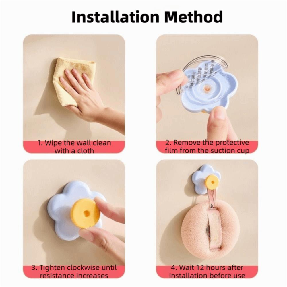 4PCS Punch-Free Flower Hooks Wall Mounted Towel Hanger Multi-functional Suction Cup Hook  Entrance
