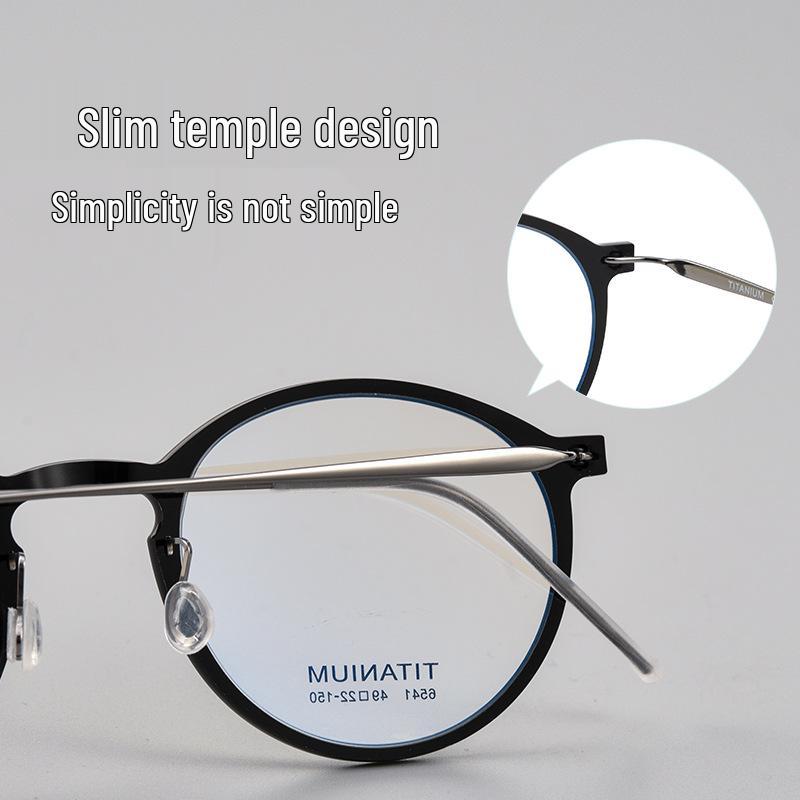 Bestfen Retro Ultralight Round Pure Titanium Myopia Eyeglasses