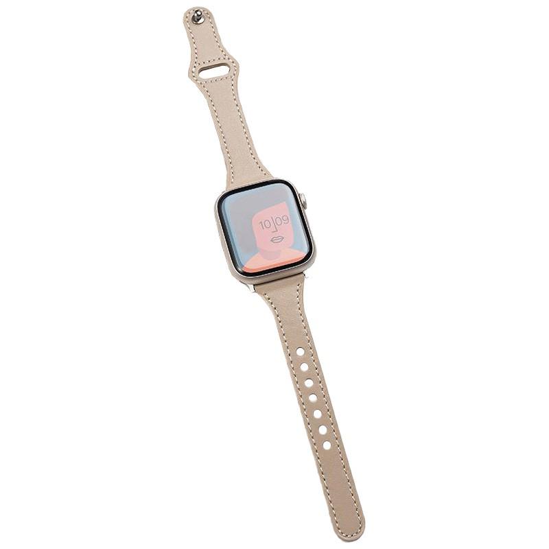 Compatible with Apple iWatch S10, Xiaomi 89Pro, Redmi 4, Huawei GT5: Women's Studded Small Waist Genuine Leather Watch Band