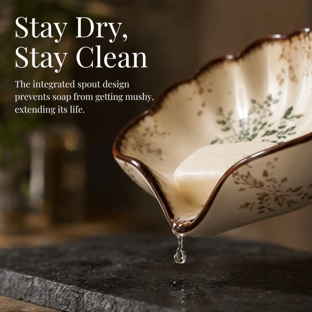 Creative Vintage Ceramic Soap Box Non-Slip Waterproof Soap Drainage Rack Exquisite Decorative Soap Holder Kitchen Sink
