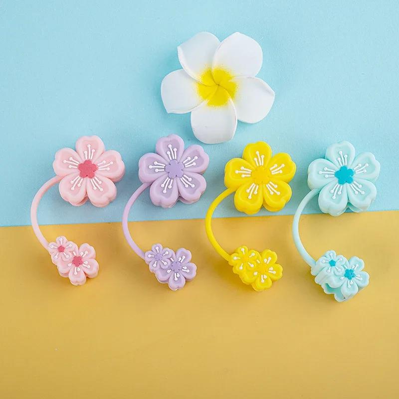 1PC/4Pcs Cute Flower Straw Covers Cap for Cup 40oz Tumbler Accessories Kawaii Silicone Straw Topper Protector Cap for 10mm Straw