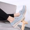 Fashion Lace-up Platform Shoes Genuine Leather Rocker Shoes Slip-on Loafers Elegant Mother Shoes Working Walking Footwear