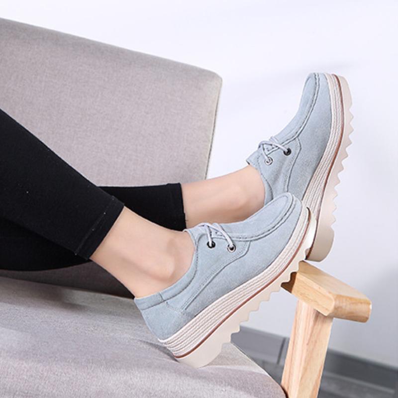 Fashion Lace-up Platform Shoes Genuine Leather Rocker Shoes Slip-on Loafers Elegant Mother Shoes Working Walking Footwear
