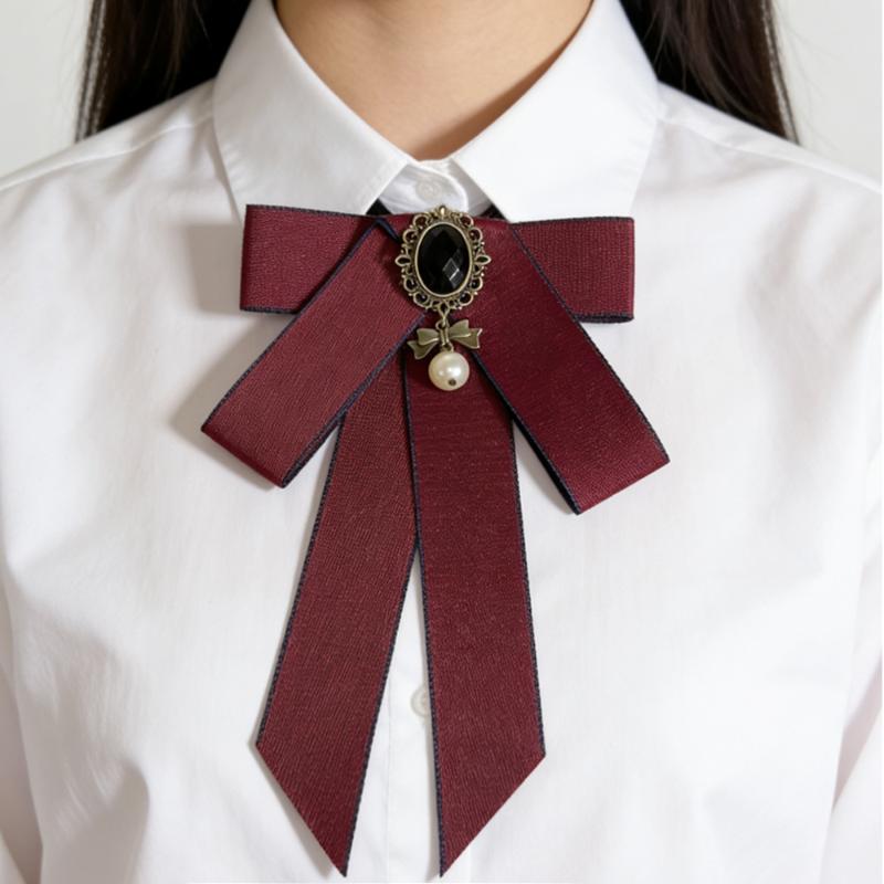 Heritage Style Bow Tie Pearl Adorned Neck Accessory for Sophisticated Events