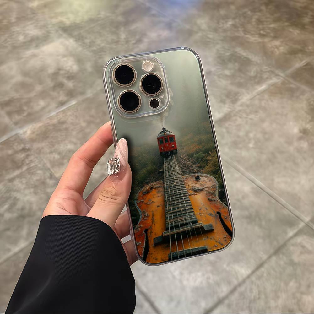 Train Railway Travel Transparent Back Phone Case For iPhone 17 16 15 13 12 11 14 Pro Max Mini Plus Silicone Bumper