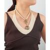 Layered Gold-Tone Alloy Necklace Set With Multi-Row Imitation Pearl Coin Pendants Women Geometric Chic Statement Jewelry