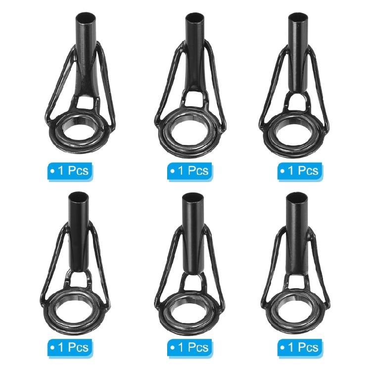 6Pcs Fishing Poles Eyelets Repair Set Stainless Steel Rod Tip Repair Rings Replacement Fishing Top Rod Guide Ceramic Rings