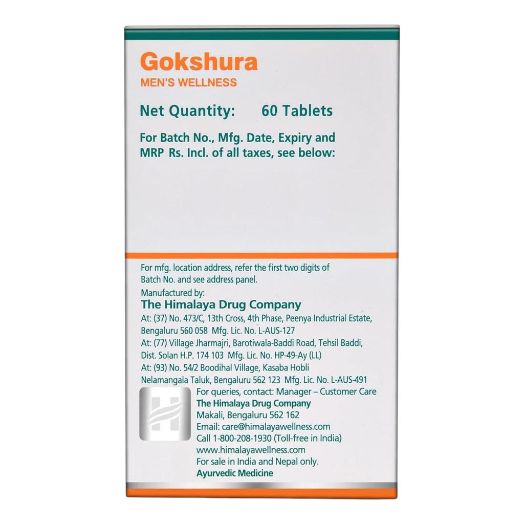 Himalaya Herbals Gokshura 60 Tablets for Stamina, Drive & Vitality Support with 250mg Herbal Extract