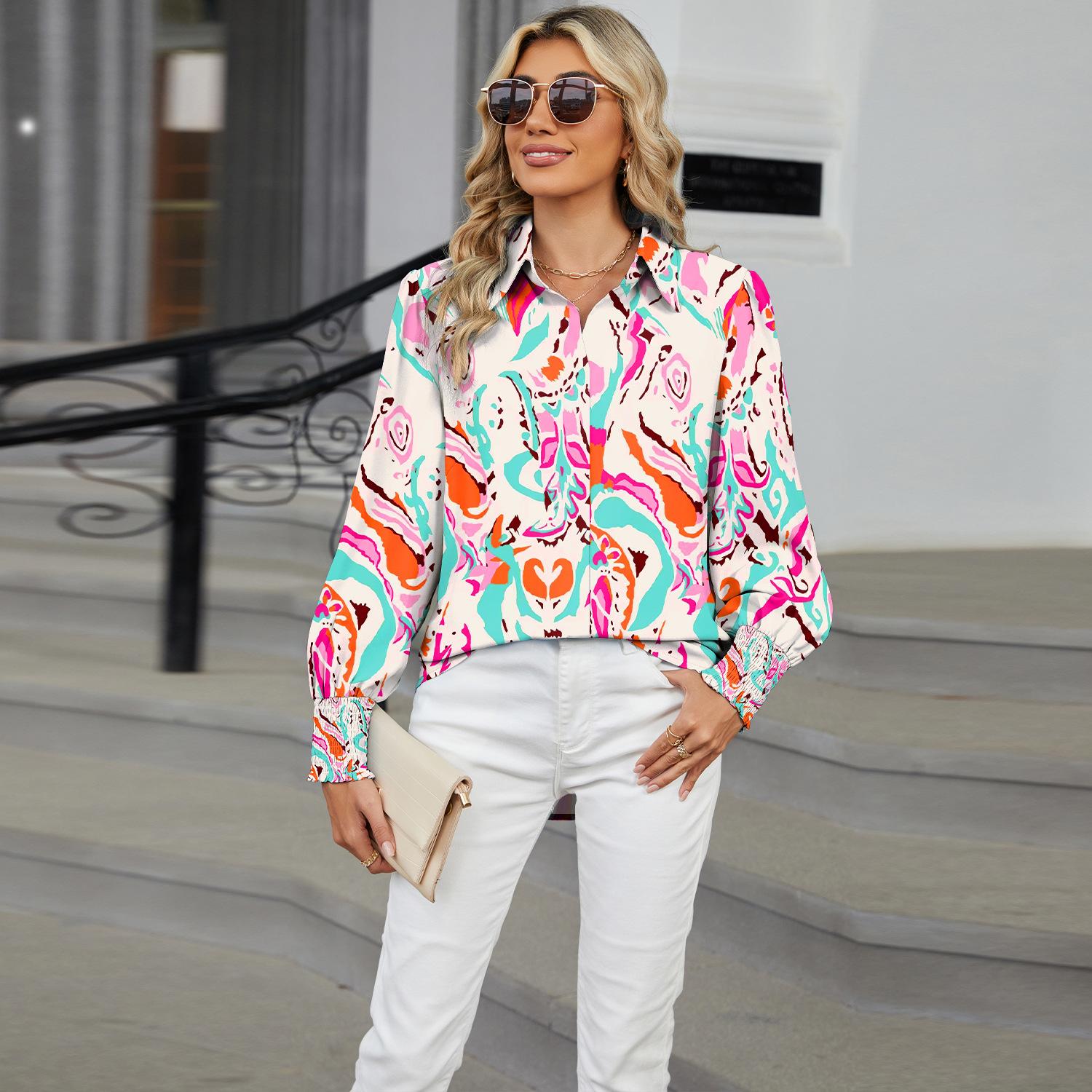 HNXC Женские модные повседневные осенне-зимние блузки и рубашки с длинным рукавом — фото 3