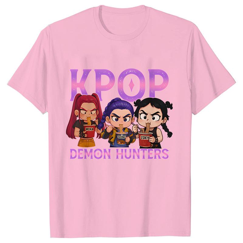 Kpop Demon Hunters Cartoon T-shirt for Chrildren  O-neck T-shirts 2025 Hot Movies Same Tshirts Fans Gifts Y2K High Street Tops