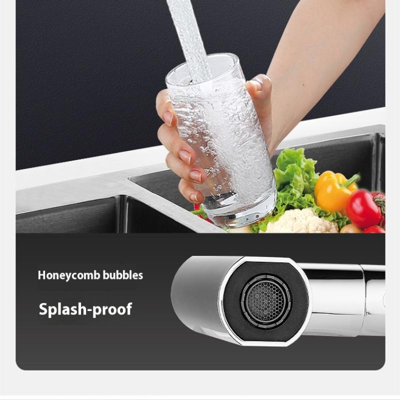 Baterie Bucătărie Cascadă Trei Moduri Universală Pivotantă Extensibilă Duză Anti-Stropire Chiuvetă Multifuncțională