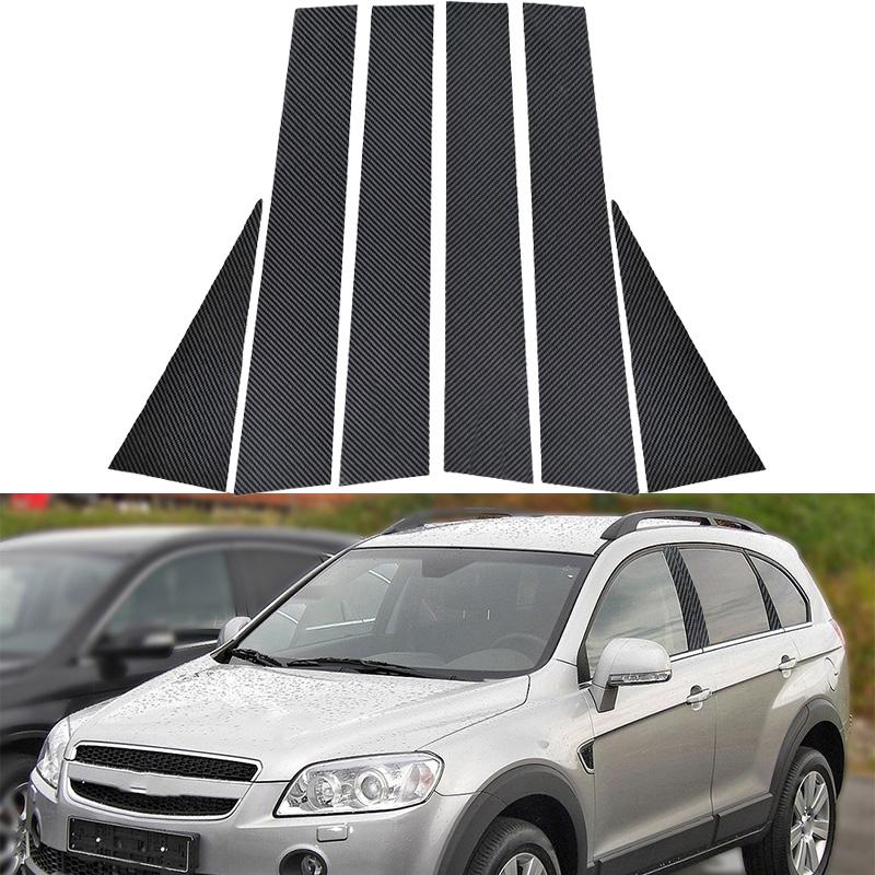 6pcs/set Car Pillar Posts for Chevrolet Captiva 2007 2008 2009-2018 Auto Decoration Trims Cover Stickers Styling Carbon Fiber Look