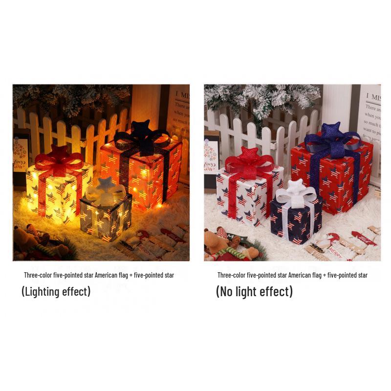 Cross-Border Christmas Luminous Gift Box Set: Outdoor Decorative Lights for Courtyard & Mall Display