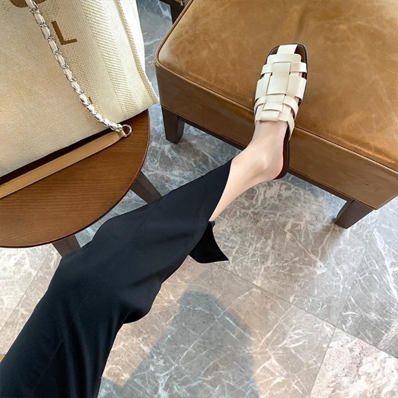 

Новый стиль балеток с плетеным носком и полушлепанцами для женщин 40 бежевый