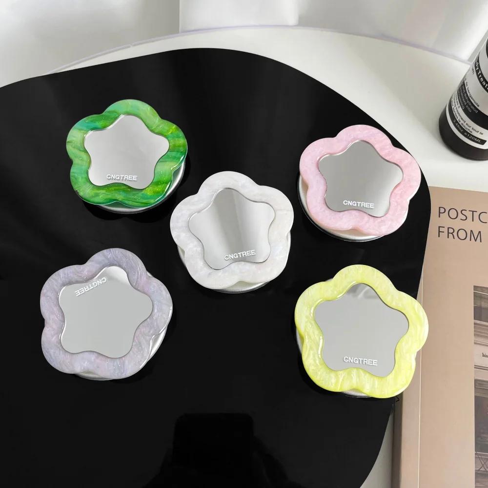 Elegant Flower Mirror For Magsafe Magnetic Phone Stand For iPhone 17 Foldable Phone Case Holder Ring Kickstand