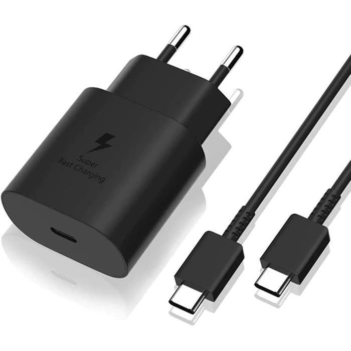 Lot De 5 Chargeur Rapide 25W - ZISONIX - USB-C - Compatible Samsung S22/S21/S20 - Câble 1M - Noir