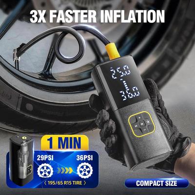 Portable Rechargeable Tire Inflator 150PSI Air Compressor with Digital Gauge & Auto Shut-off for Car, Bike, Motorcycle, E-Bike