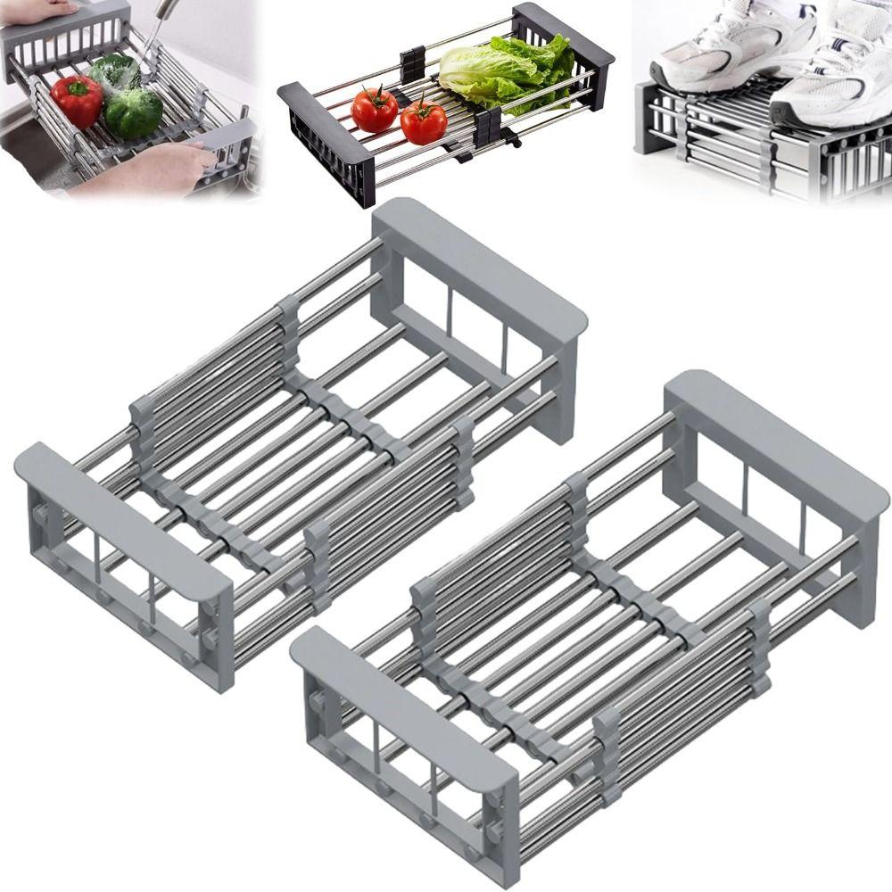 Gifts Extend Kitchen Sink Drain Basket Stainless Steel Portable Extender Basket for Vegetables Multi-functional Sink Rack