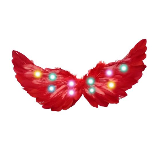 Halloween LED Angel Wing Light Up Angel Feather Wings with Elastic Straps Fairy Cupid Wings Cosplay Costume for Kids Girls Women