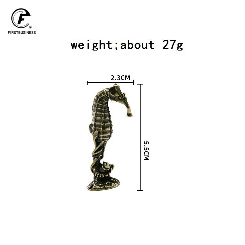 Solid Brass Hippocampus Figurines Vintage Sea Animal Small Statue Desktop Ornaments Office Decorations Crafts Accessories Gifts