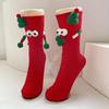Christmas Funny Hand Socks Novelty Cartoon Big Eyes Middle Tube Socks Hosiery for Adult Kids Holiday Festival Party Gift