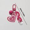 1pc Pink Acrylic Love Heart Keychain with Bell Charm, Fashion Accessory for Phone Case, Car Keys, and Purses