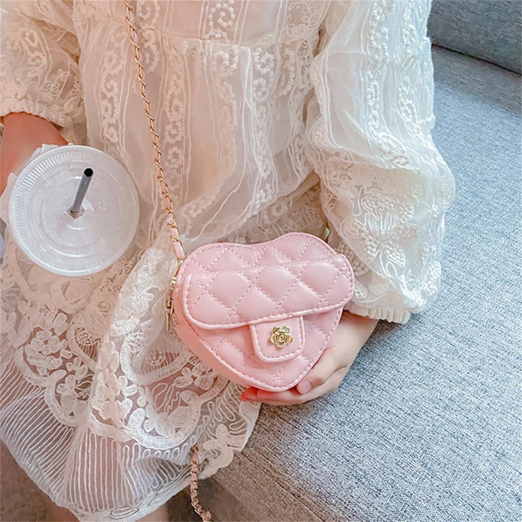 Captivating Cute Mini Heart Shaped Crossbody Handbag PU Leather Coin Change Purse