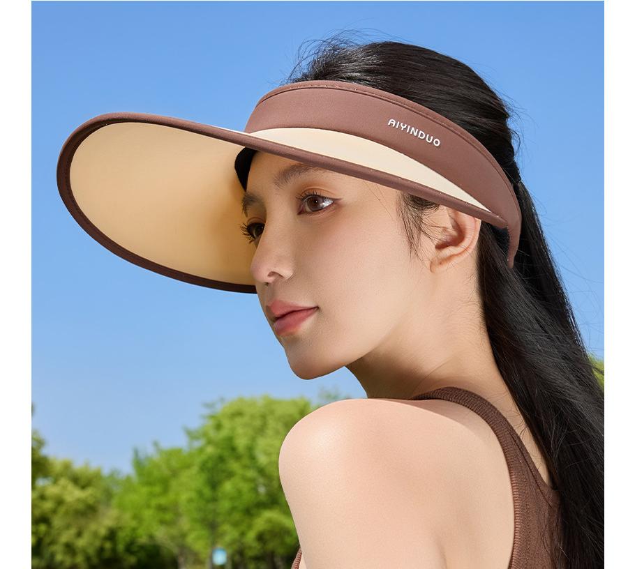 Women's Ice Silk UV50+ Wide Brim Open-Top Visor Summer Color Blocking Cooling Hat for Outdoor Sports & Urban Fashion