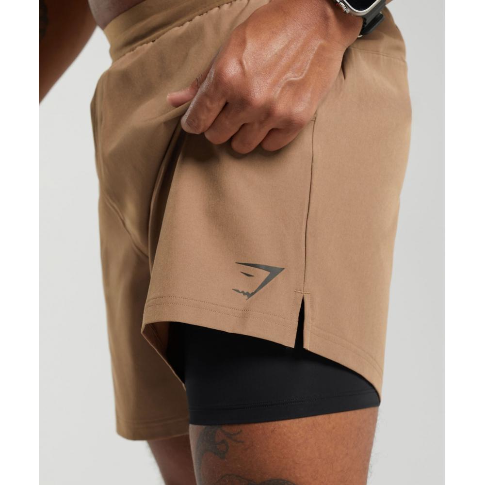 Gymshark Land To Water 6  Shorts Caramel Brown A5a6i Nbzc