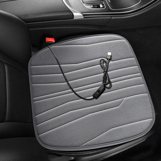 12V Heated Car Seat Cushion 17.72"x17.72" Thick Memory Foam Seat Protector Pad Anti-Slip Bottom Car Seat Pad for Car Office Home Use