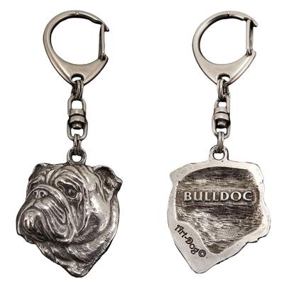 Bulldogge, Englische Bulldogge, Britische Bulldogge II - Versilberter Schlüsselanhänger mit Hund, Handtaschen-Deko, Rucksack-Anhänger der Marke