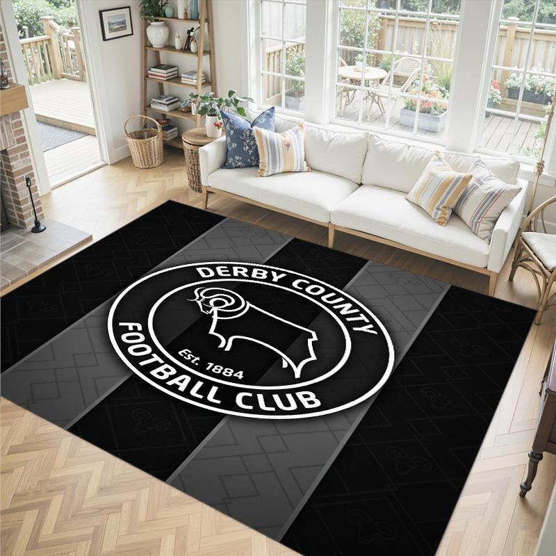 Derby County Design Crystal Velvet Carpet Cozy Non?Slip Printed Rug For Bedroom Living Room Entrance