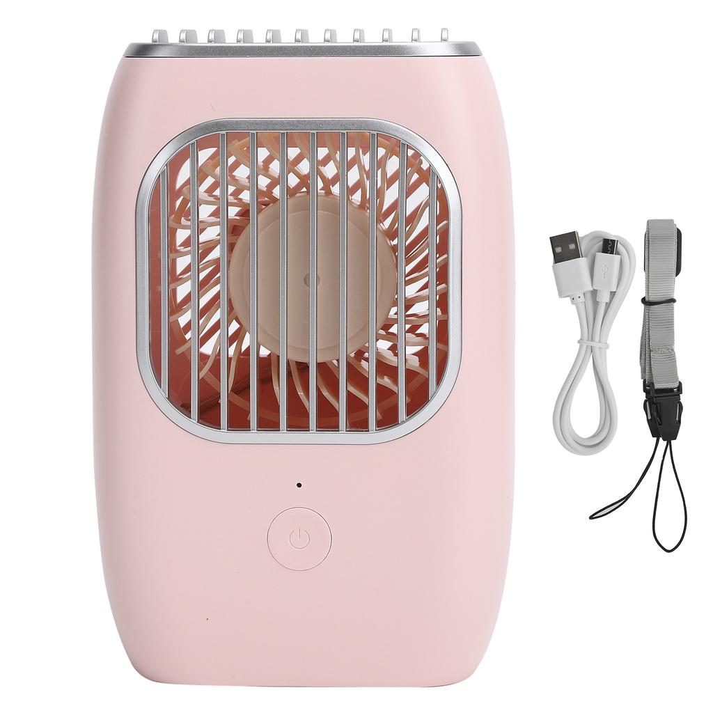 Mini Neck Fan USB Rechargeable Silent Portable HandsFree Wearable Lazy Hanging Cooler(Pink )