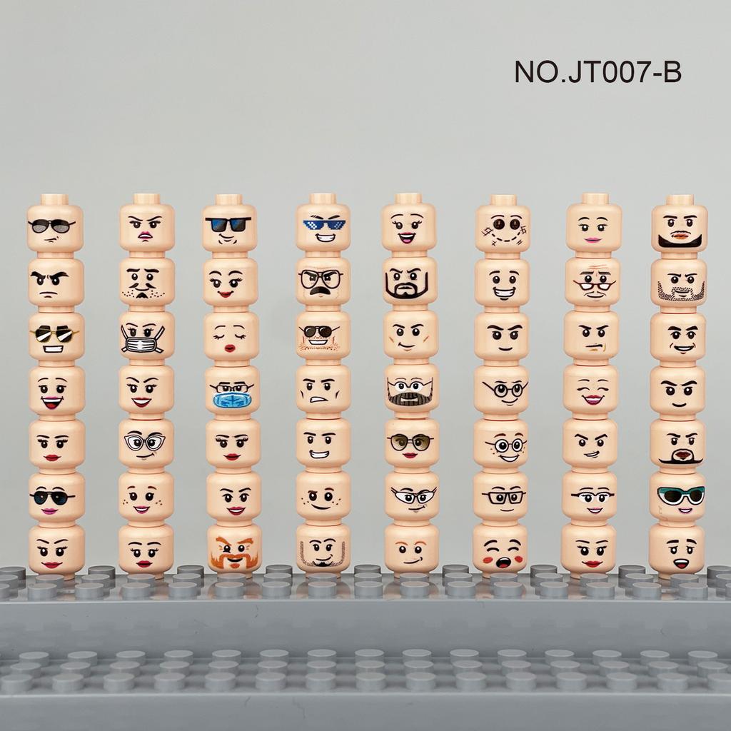 56pcs/Lot DIY Figures Head Building Blocks Accessories Laugh Cry Charming Angry Facial Expression Mini Bricks Toys Model Kids Gifts
