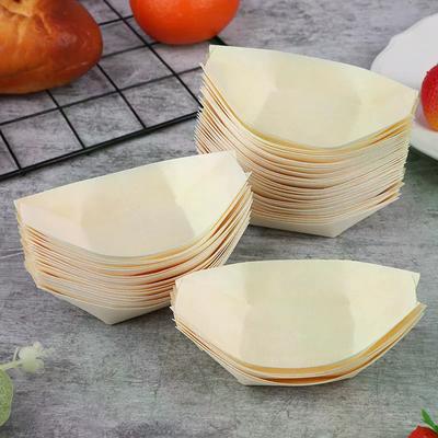50 Piezas Barcos de Madera Platos Sushi Ensalada Postre Bol Bol de Servir de Madera Bandejas Desechables para Servir Sushi Platos Barco de Sushi
