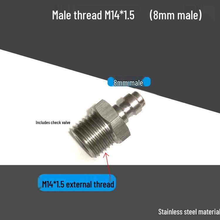 8mm M10*1 Stainless Steel High Pressure Quick Connect Male Coupler for 8mm Female.