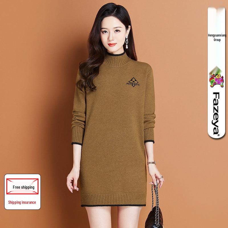 

Hengyuanxiang Женский вязаный свитер свободного кроя средней длины в корейском стиле для осени/зимы Large 110 верблюд/жёлтый