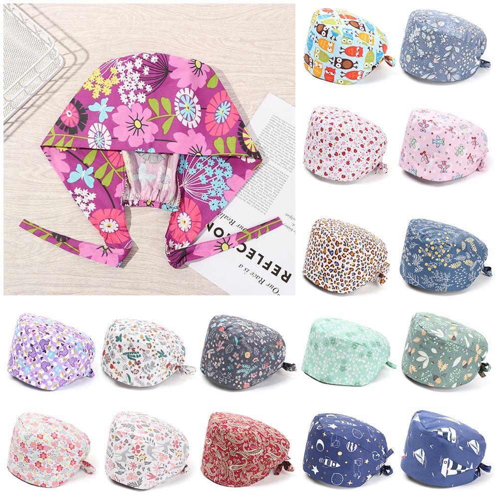 HeadCover Round Men Women Pure Colour Cotton Hats Bouffant Hat Surgical Scrub Cap