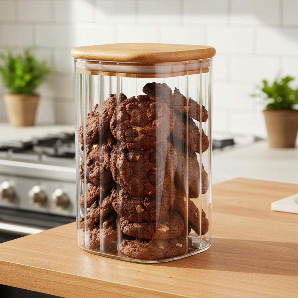 Glass containers for loose products with lid and seal 1.1 l 3 pcs.