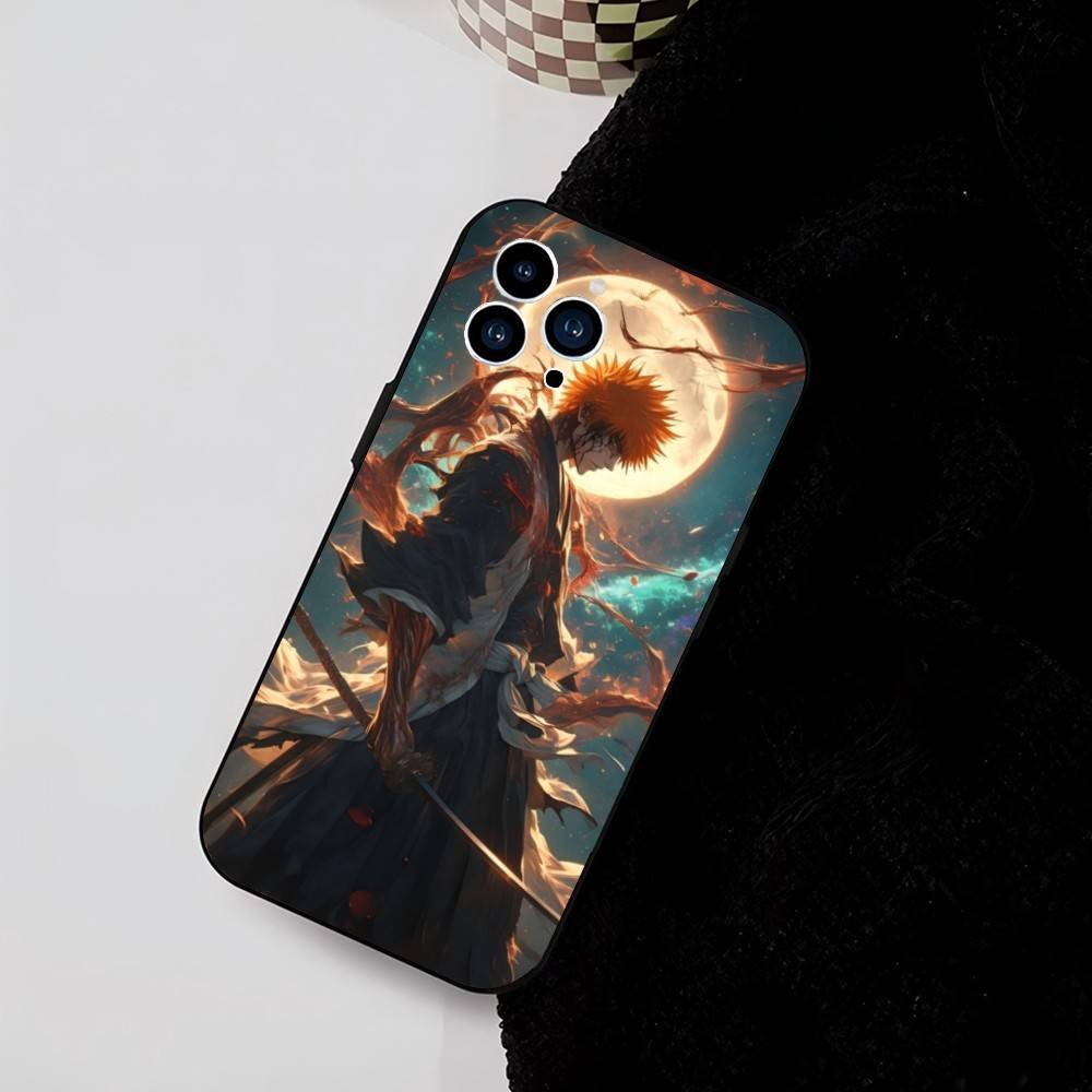 Anime B-Bleach Phone Case Cool Black Silicone Soft For IPhone 16 15 14 13 12 11 X XR Plus Pro Max Plus