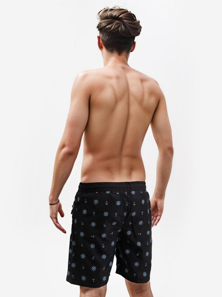 MyStars Sailor Men's Black/Light Blue Swim Shorts S