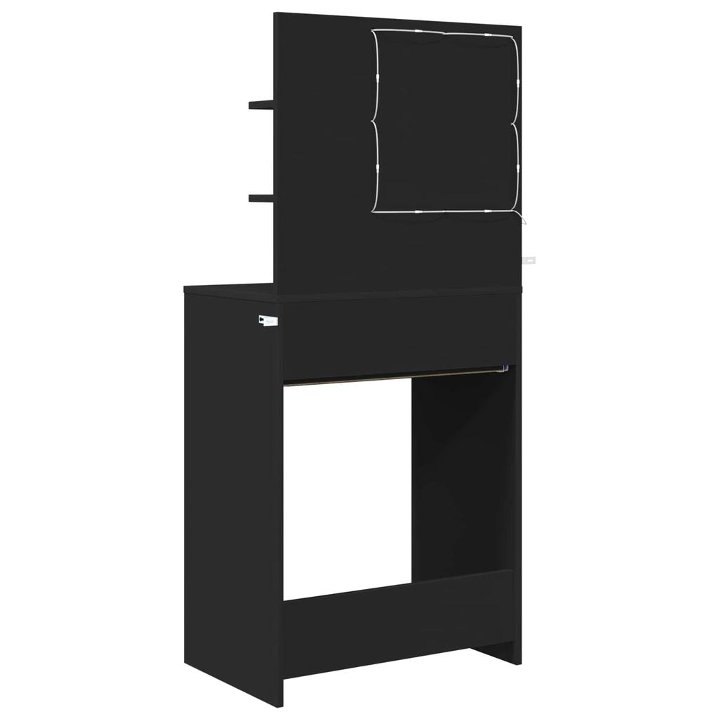 Bedroom Vanity Table with Shelf Black 80 x 39.6 x 135 cm