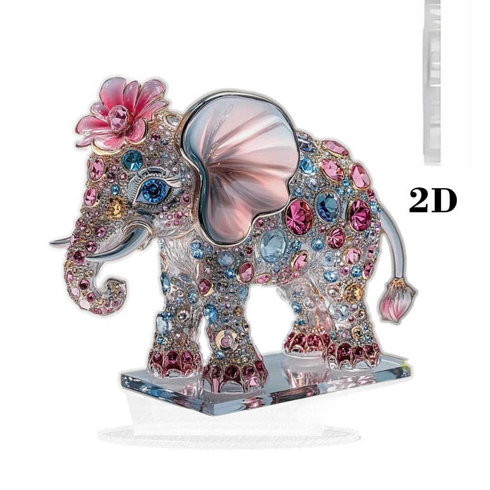 Acrylic Decorative Sign Cat Colorful 2D Flat Print Cute Elephant Ornament Crystal Art Home Decor Figurine Table Ornament Gifts