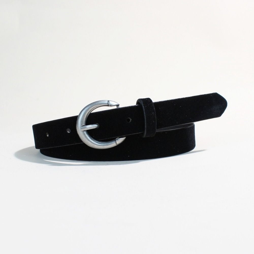 Luxury Design Suede Leather Belt Pin Buckle Vintage Women Waist Belt Versatile Retro Frosted Thin Waistband Jeans Decoration