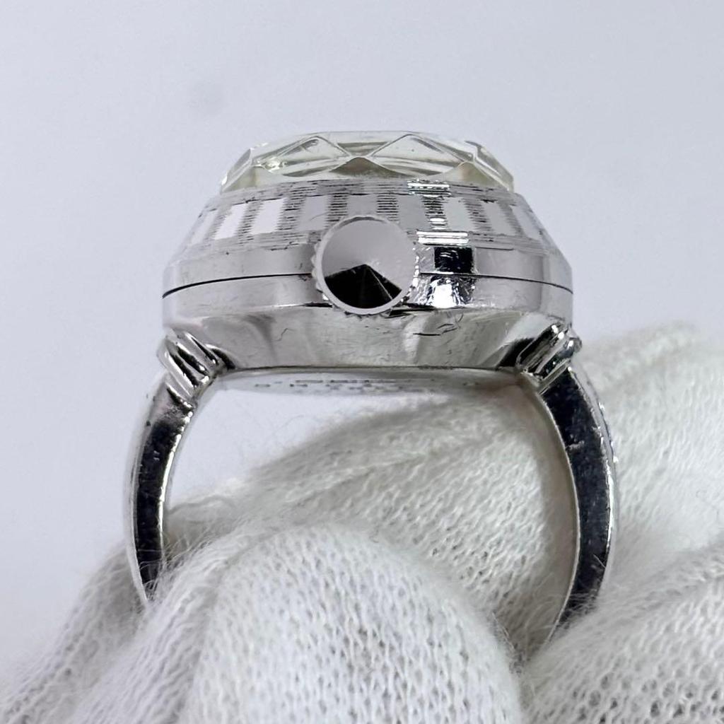 Used [In operation] Seiko Ring Watch Manual Winding Watch Ring Cut Glass Ladies