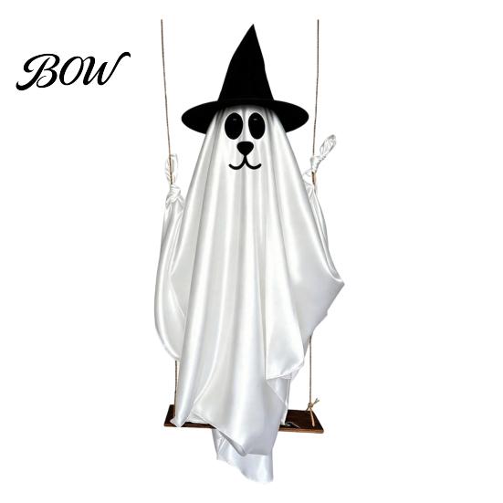 Reusable Halloween Party Decorations Hanging Ghost for Outdoor Decoration, Cute Flying Satin White Scary Prop Home, Tree, Porch, Patio, Lawn, Garden,