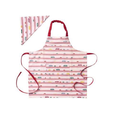 Rep Habituel Kids' Clutch Apron and Bandana Set, Red, 58cm Long X 54cm Wide, Suitable for Heights 120-140cm, with Pockets, 100% Cotton, Machine Washab