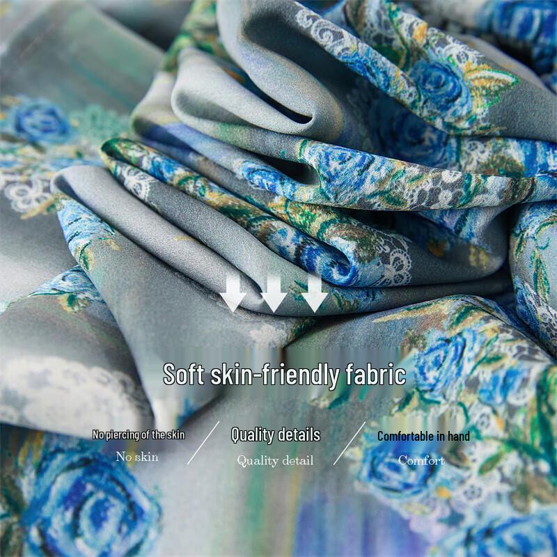 Demana Women's Ruffled Stand Collar Crepe Print Midi Dress