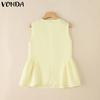 VONDA Women Summer Sleeveless Solid Color Casual Tank Tops