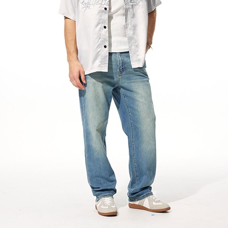 

Весенне-летние новые простые и универсальные китайские и американские уличные брюки свободные прямые джинсы 40